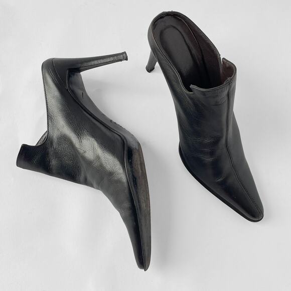 Kenneth Cole 90s Y2K Stiletto Mule Pointy Toe Leather Slide Pump Italy 6.5 Open - Picture 5 of 6